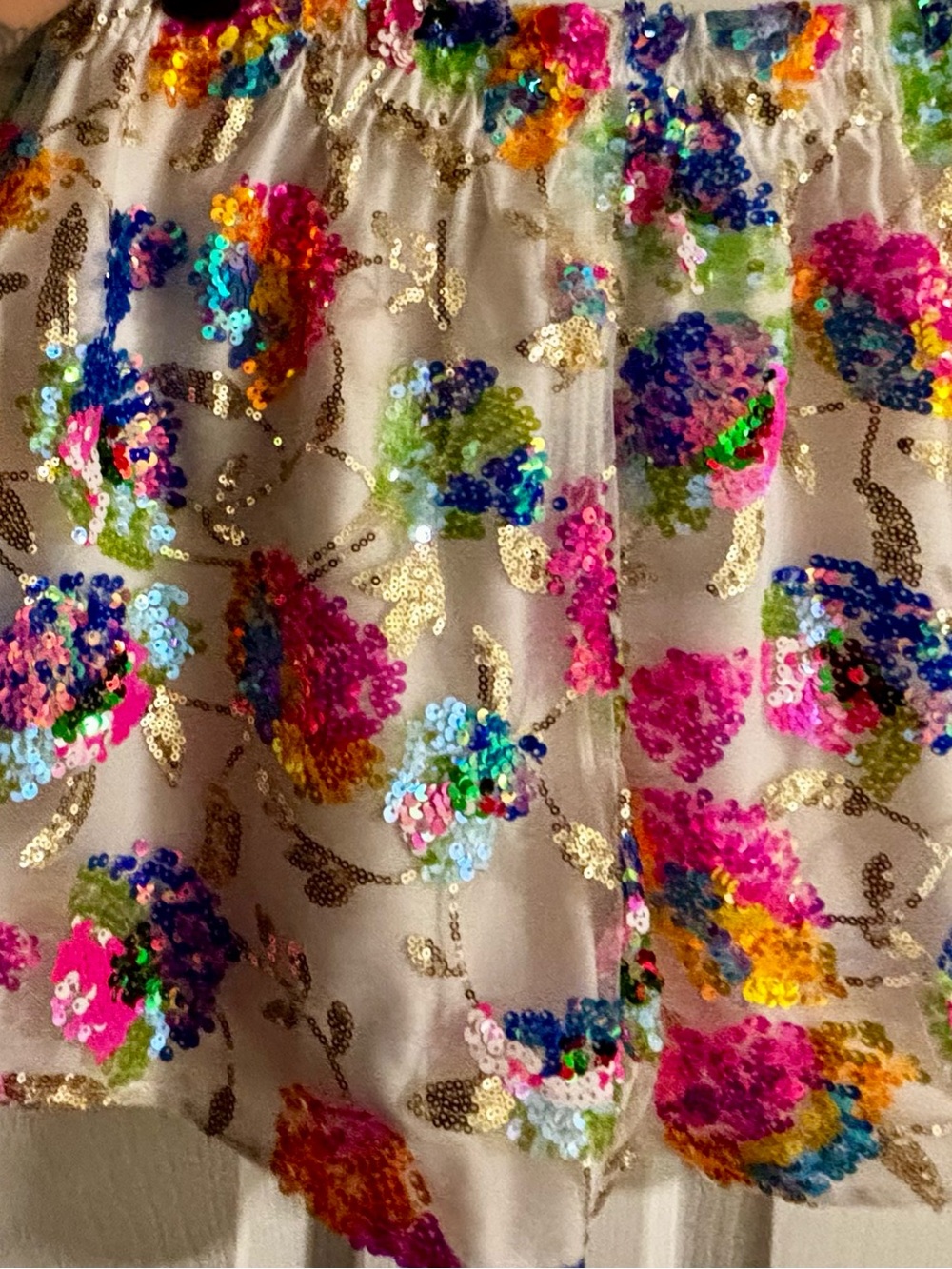 High-Waist Sequin Floral Shorts - White with Multicolor Sequins - Picture 2 of 5